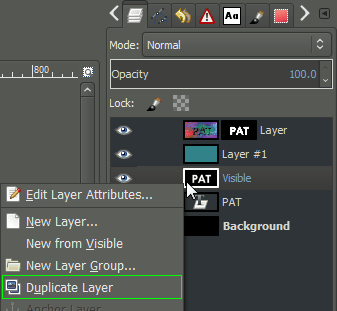 GIMP context duplicate layer