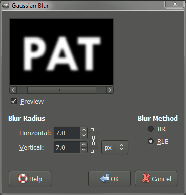 GIMP gaussian blur dialog